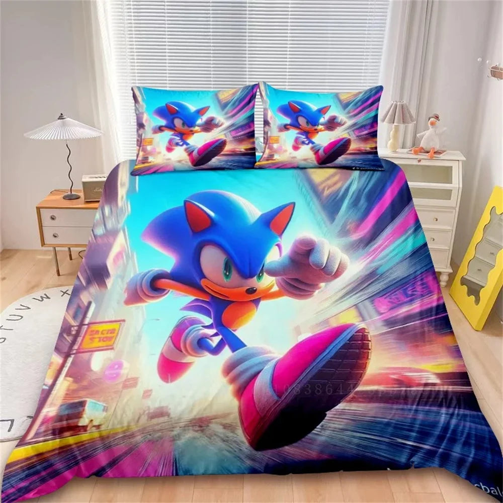 Cartoon Duvet Cover Set Bedding Soft Laundry Cotton S-Sonic-S Film H-Hedgehogs 2/3 Piece Set Four Seasons Student Dormitory