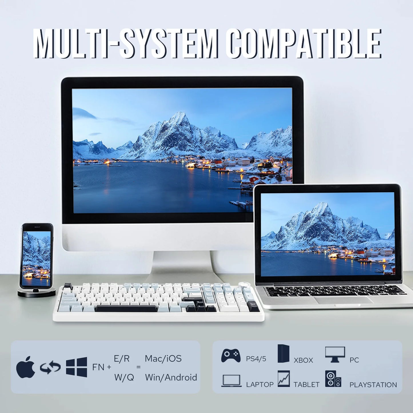 AULA F99 PRO 96% Layout Hot-Swappable Gasket-Mounted Wired/Bluetooth/2.4GHz Wireless Mechanical Keyboard for Mac/Win