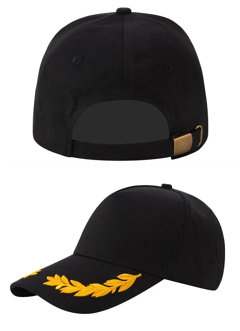 Wheat Stitch Baseball Cap -6-Panel Cotton Sun Hat with Brass Buckle Adjustable Outdoor Fashion Snapback Trendy Unisex Peaked Cap