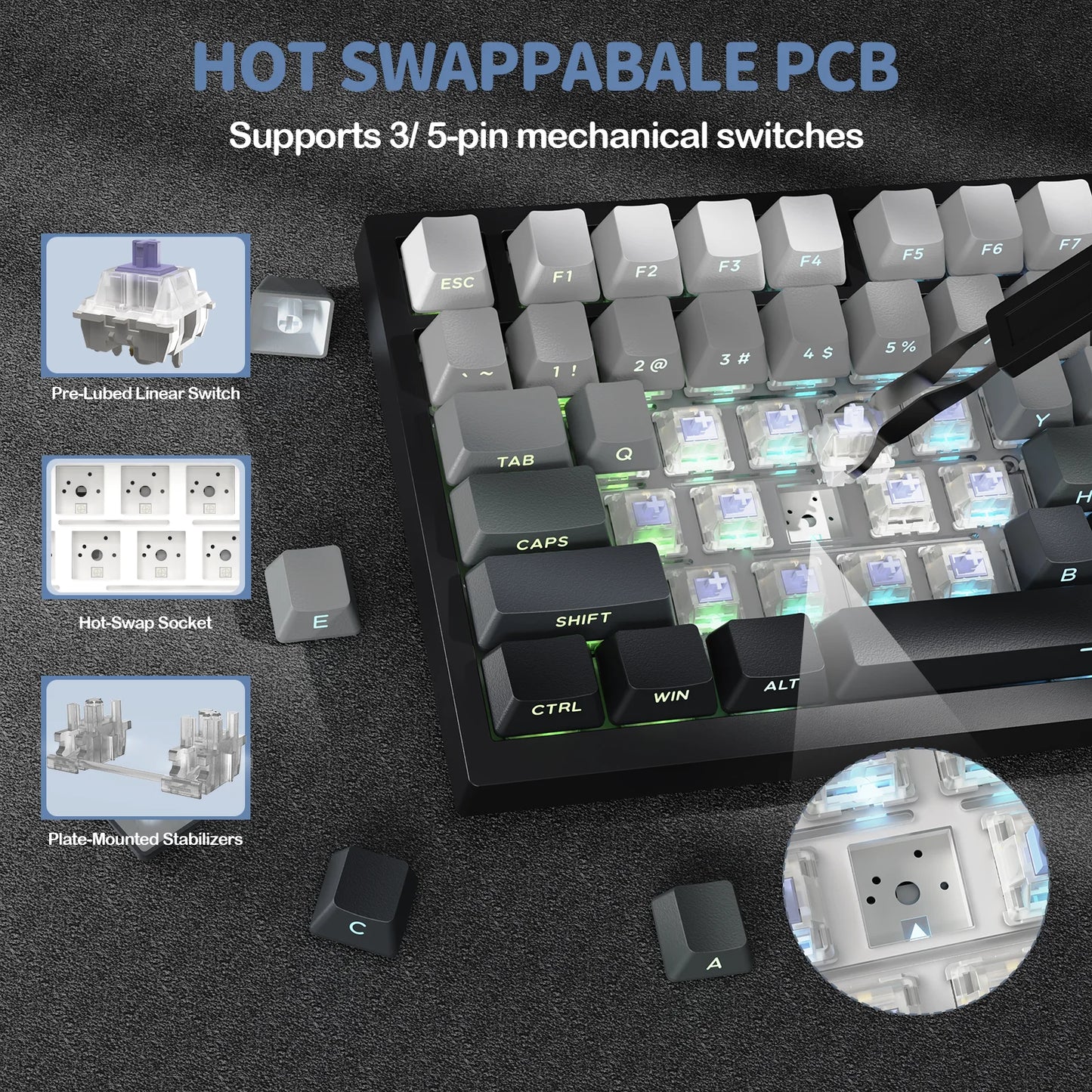 ATTACK SHARK X820 Ultra Wireless Mechanical Keyboard with TFT Smart Display & Knob, 75% Hot Swappable, BT/2.4G/Wired, Gift Switch