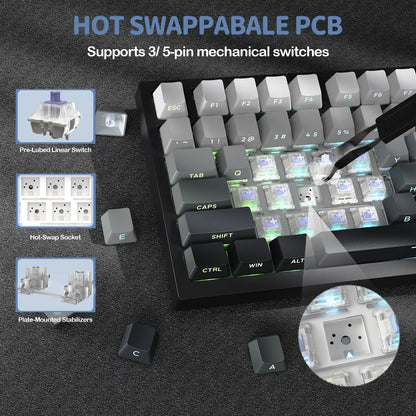 ATTACK SHARK X820 Ultra Wireless Mechanical Keyboard with TFT Smart Display & Knob, 75% Hot Swappable, BT/2.4G/Wired, Gift Switch