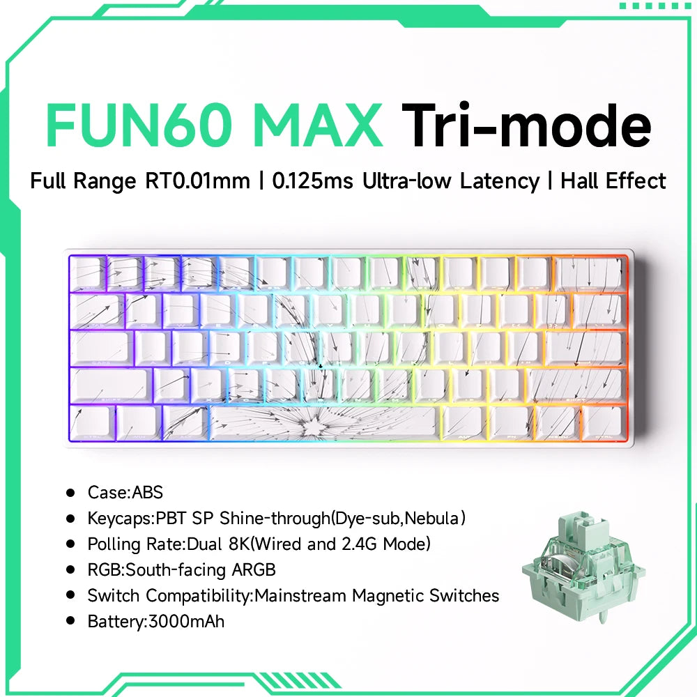 Akko MonsGeek FUN60 PRO&MAX HE Mechanical Keyboard Magnetic Switch 60% Gaming Keyboard Rapid Trigger 8K Custom Keyboard