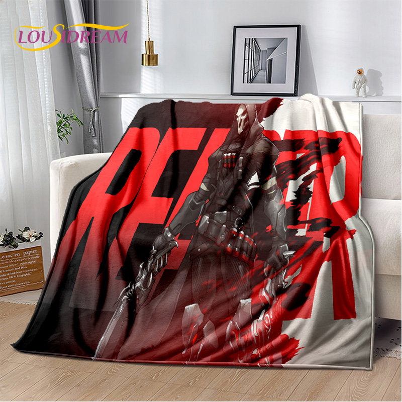 Overwatch Game Gamer D.Va Reaper Soft Plush Blanket, Flannel Blanket Throw Blanket for Living Room Bedroom Bed Sofa Picnic Kid 3D