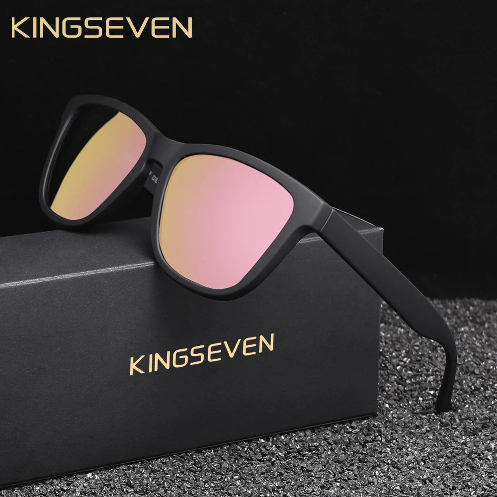 KNGSEVEN Trendy Round Sunglasses Men Women Causal Polarized Anti-UV400 Glasses Outdoor Causal Black Frame Driving Eyewear