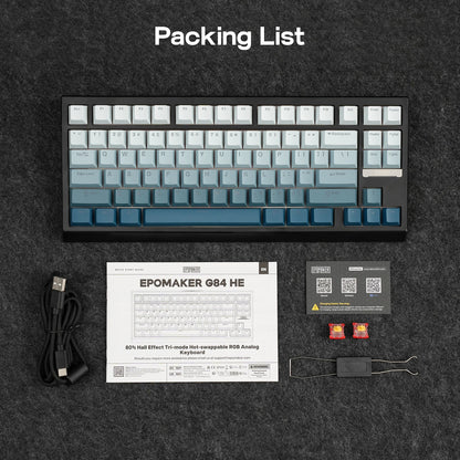 EPOMAKER G84 HE 75% ANSI US Layout Wired/BT/2.4Ghz Wireless Hall Effect Magnetic Mechanical Keyboard with DKS & SOCD Support
