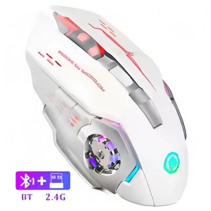 Újratölthető vezeték nélküli gaming egér – csendes Bluetooth/USB, RGB háttérvilágítás, e-sporthoz PC-re