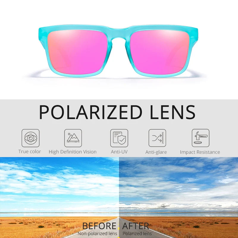 Kdeam 2026 High Quality Polarized Sunglasses for Men Transparent Gray Frame Fashion Unisex Outdoor Luxury Eyeglasses For Couple