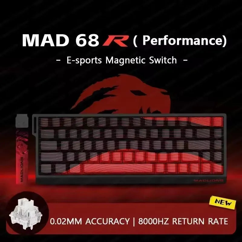 MADLIONS MAD 60/68HE Gaming Magnetic Switch Keyboard, Wired Mechanical Gaming Keyboard with 8K Polling Rate, Rapid Trigger, Hot Swappable RGB 61/68 Keys