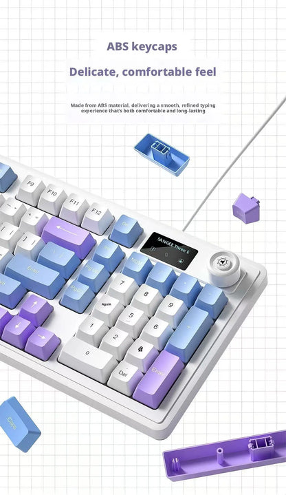 RGB 98Key Silent Keyboard and Mouse Set Wired Mechanical Feel with Screen Display Gaming Office Combo for PC Laptop Desktop