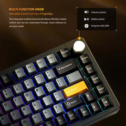 Machenike K600-B82W Mechanical Keyboard Tri-Modes Gasket Mounted 75% ANSI Layout  RGB Backlit Wireless Gaming Keyboard