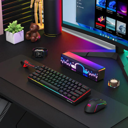 Redragon K530 Pro 60% Wireless RGB Mechanical Keyboard, 61 Keys, Hot-Swappable, Compact, with Carrying Strap
