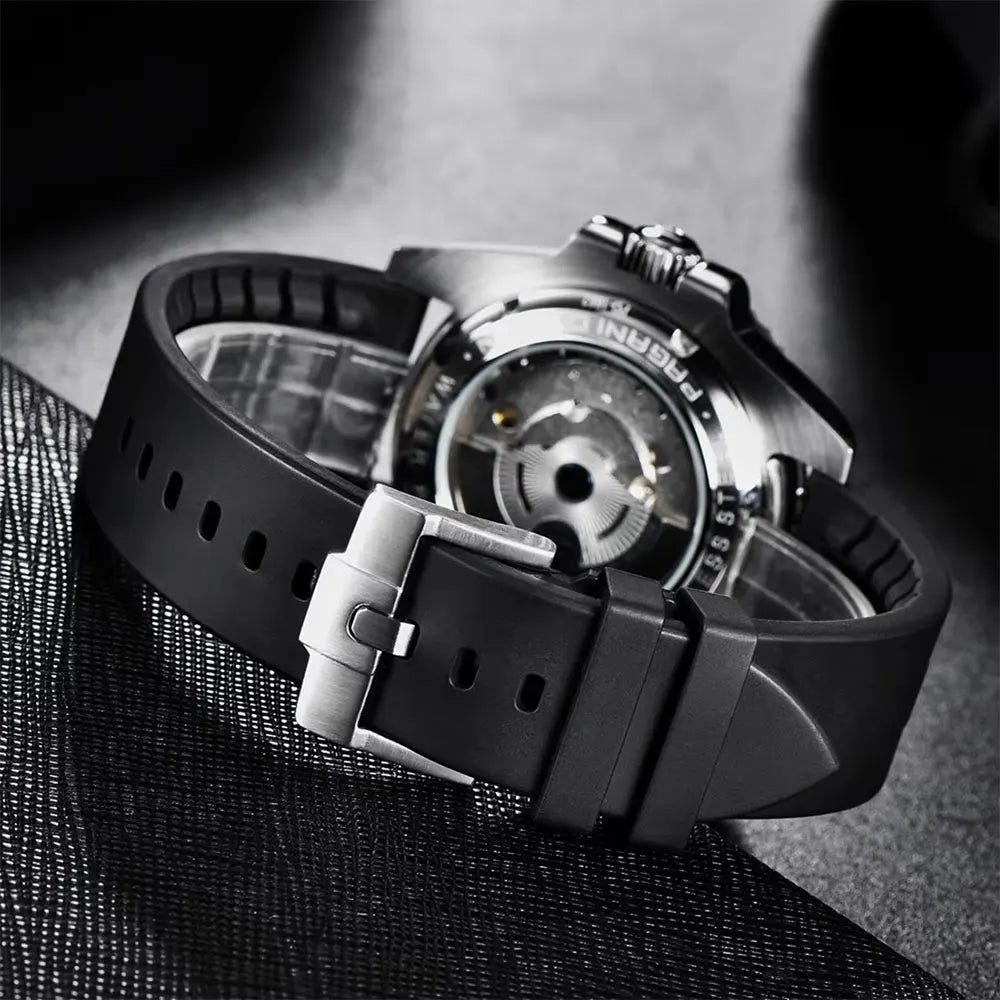 PAGANI DESIGN 40mm GMT Men's Mechanical Watches Rubber Strap Rotating Bezel 100 Waterproof Sports Wristwatch Mens Business Clock