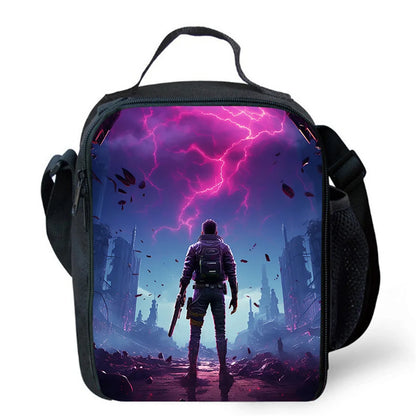 Cartoon FORTNITE Insulated Cooler Lunch Bag Cute Portable Lightweight Picnic Bag for Boys & Girls Age 5-10 Kids Daily Food Bag