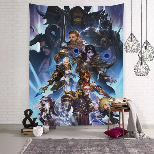 World of Warcraft Hero Colorful Tapestry Wall Hanging Hanging Tarot Hippie Wall Rugs Dorm Wall Art Decor