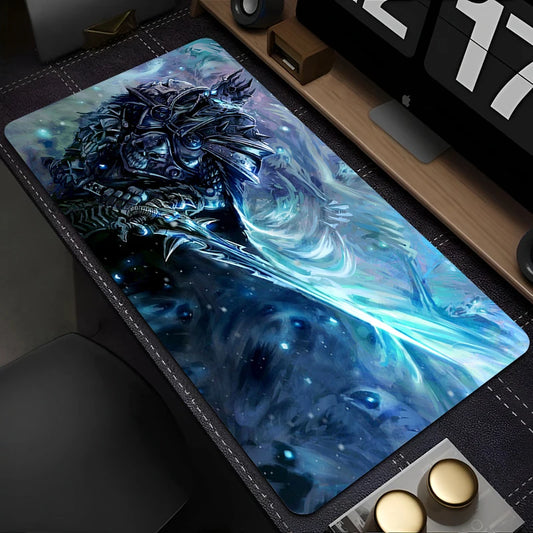World of Warcraft Lich King-muismat voor pc, HD-anime gamingaccessoires, toetsenbord- en muismat voor laptop, XXL gamekast-bureaumatkleed