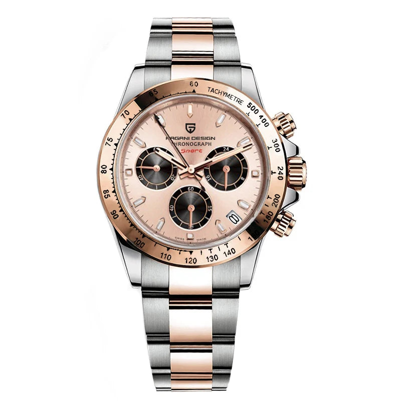 Orologio da uomo PAGANI DESIGN – Modello con quadranti colorati, orologio da polso al quarzo di lusso, cronografo dotato di un movimento