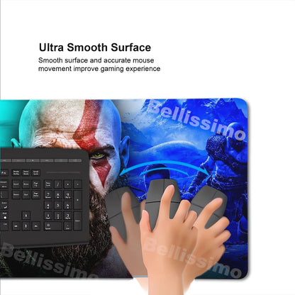 Xxl Mouse Pad God of War Desk Mat Gaming Accessories Keyboard Computer Mousepad Gamer Large Pc Cabinet Office Table Carpet Rug