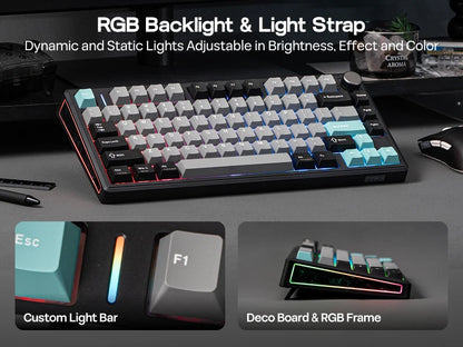 EPOMAKER TH80 V2 75% ANSI US Layout Gasket Tri-mode Wireless Mechanical Gaming Keyboard with 8000mAh Battey & RGB Backlight
