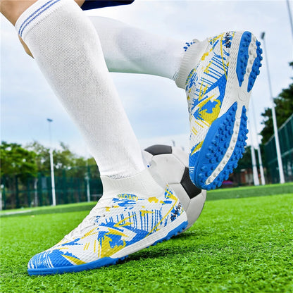 Chaussures de football montantes pour adultes, hommes et femmes, crampons TF pour gazon artificiel, crampons AG longs pour l'entraînement des étudiants.
