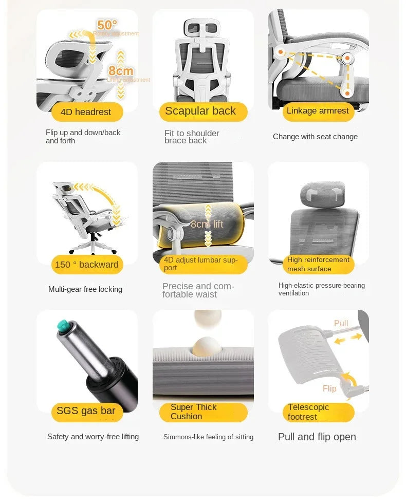 Sedia ergonomica da ufficio in mesh con supporto lombare, sedia da scrivania per computer a schienale alto per adulti, poltrona operativa confortevole per lunghe sessioni