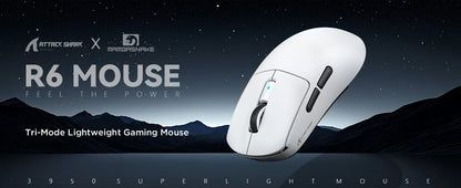 Attack Shark R6 leichte kabellose Gaming-Maus, Computermaus mit PAW 3950Max-Sensor, Nordic 52480 und 8KHz Polling