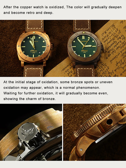 San Martin 42mm Retro Titanium Diver Watch NH35 Automatic Men's Mechanical Watches Bronze Bezel Sapphire Luminous Waterproof 200m