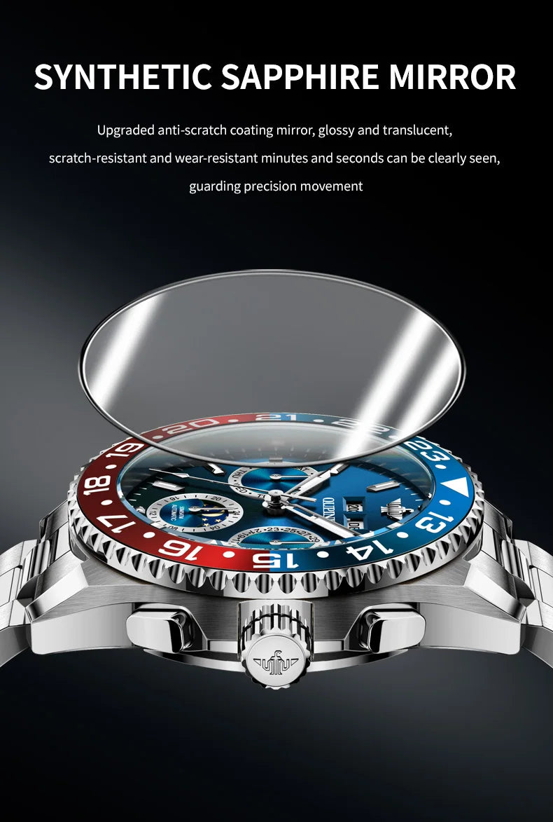 OUPINKE Fashion Mens Watches Top Brand Luxury Business Sport Watch Multifunction Automatic Mechanical Men Clock Waterproof Reloj