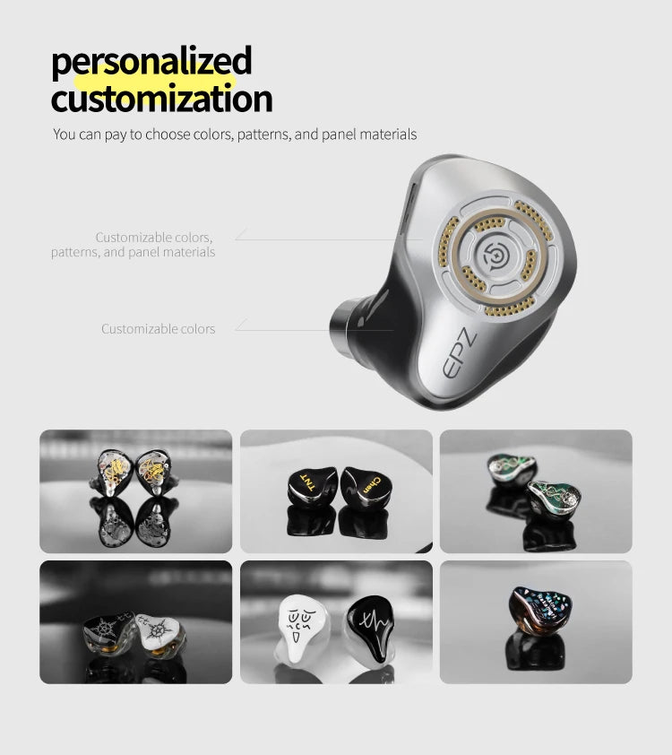 EPZ P50 Hybrid Driver HiFi IEM Earphones 1DD+2BA+2 Planar Drivers with 3.5mm/4.4mm Replaceable Plug & Silver-Plated Cable