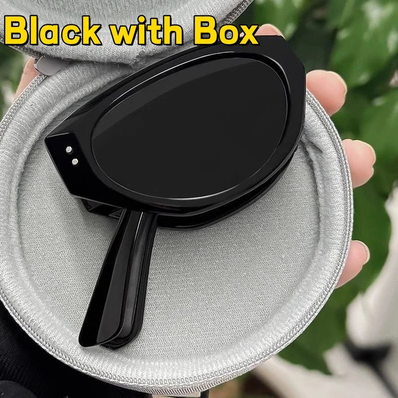 Minimalist Oval Cat-eye Glasses Women's Fashion Outdoor Folding Sunglasses Sun Shading UV Sunscreen Glasses Stylish Accessory