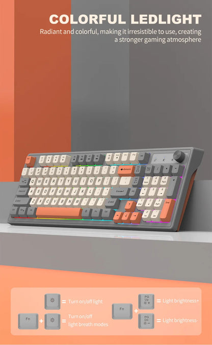 2.4G Wireless Mechanical Feel Keyboard Bluetooth 5.0 Dual Mode Keyboard With RGB Backlight for Desktop PC Office/Game Keyboard