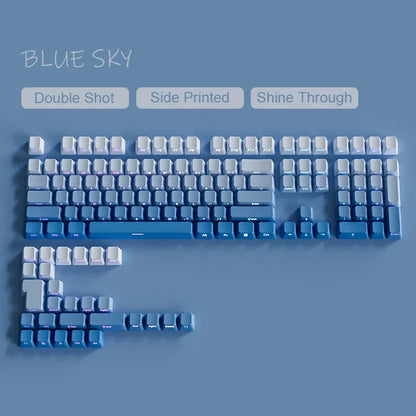 Neue Keycaps für 60/64/84/98/108 Gaming-Mechaniktastaturen mit MX-Switches, 135 Tasten, OEM PBT, seitlich graviert, Farbverlauf in Rot und Schwarz
