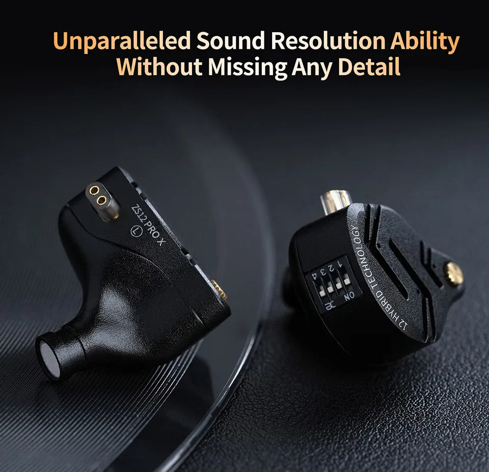 KZ ZS12 PRO X Hybrid Dynamic & Balanced Armature Technology IEM Earphone Upgrade HiFi Bass In Ear Headphone Tuning Wire Headset