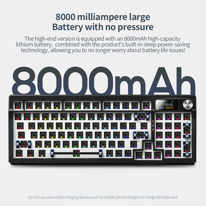 YINDIAOY95 Three Mode Mechanical Keyboard Hot Swap RGB Gaming Keyboard DIY Kit with Customize Display