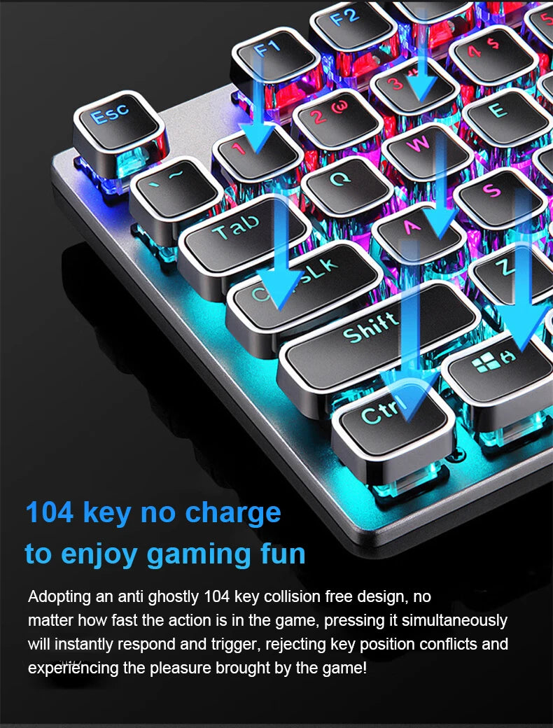 AULA F2088 Mechanical Keyboard Wired Gaming Keyboard Multi-Function Knob 104 Keys Magic Backlit Keyboard Macro Programming Compu
