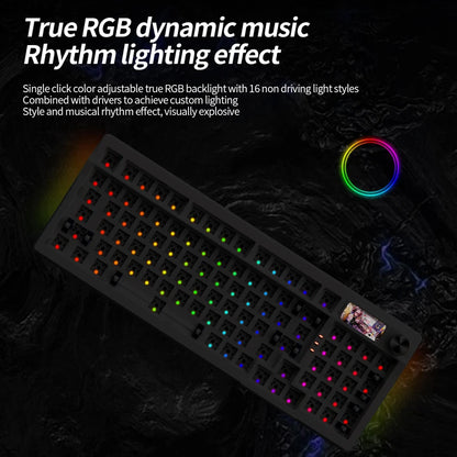 YINDIAOY95 Keyboard Kit Hotswap TFT Screen Full RGB Backlit 2.4GHz Bluetooth Wireles Custom DIY Mechanical Keyboard