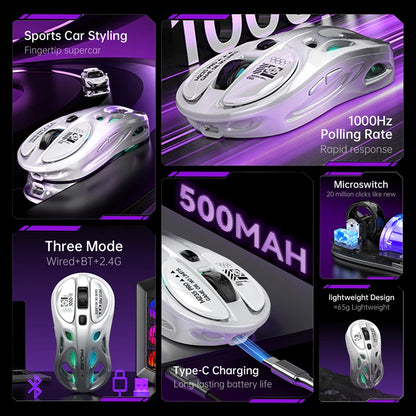 Draadloze 2.4G tri-mode RGB-gamingmuis met hol, lichtgewicht ontwerp, Chroma-verlichting, bekabeld, Bluetooth, e-sports muiscontroller