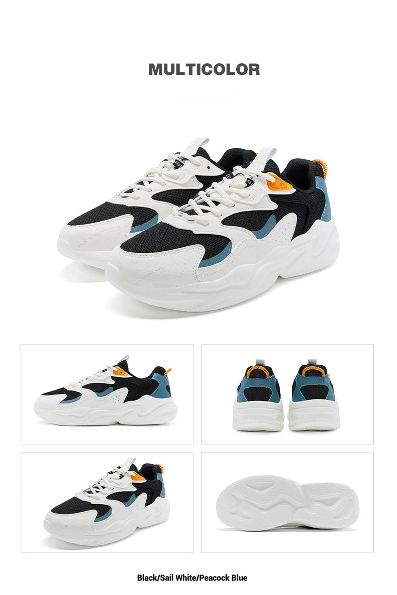 Xtep Casual Shoes For Men Breathable Thick Sole Heightened Lightweight Strong Wrapping Street Style Sports Shoes 977319320047