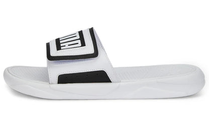 Sandales à brides en caoutchouc souple et résistant Puma Royalcat, chaussures, blanc et noir, 386712-02.