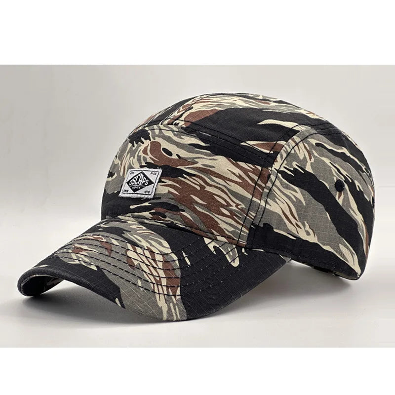 Workwear Style Camo Short Brim Baseball Cap for Men Women, Trendy Unisex Outdoor Sun Protection Peak Hat