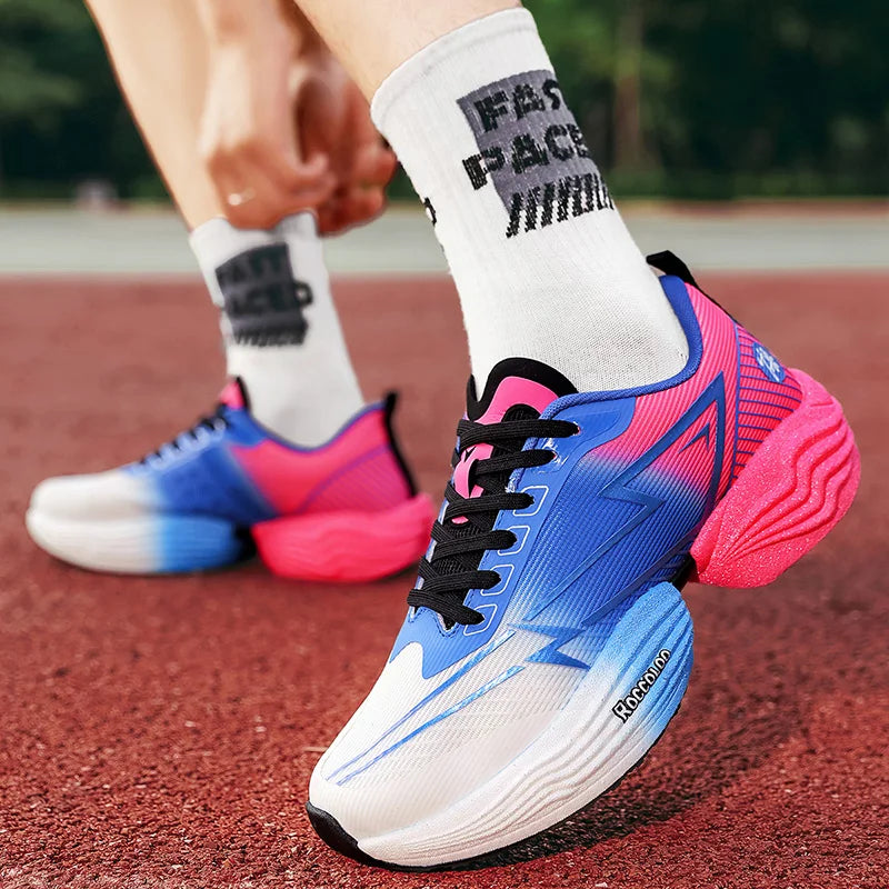 Paire de chaussures de sport professionnelles pour marathon, confortables, de jogging, amortissantes, d’entraînement, à fort rebond, antidérapantes, de course