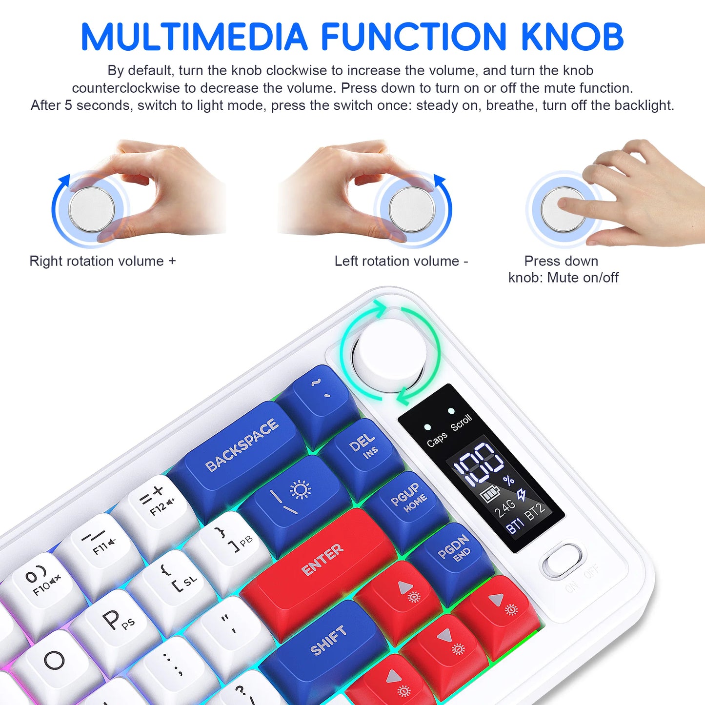 HXSJ L68 81-Key 3-mode wireless gaming keyboard silent Rainbow lighting ergonomic compact wireless membrane keyboard for pc