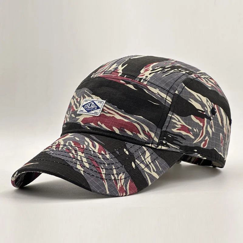 Workwear Style Camo Short Brim Baseball Cap for Men Women, Trendy Unisex Outdoor Sun Protection Peak Hat