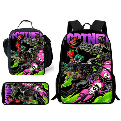 Hot Game Design Child Backpacks Lunch Bag Pencil Case Pupil Large Capacity School Bags For Boy Girl Best Gift F-FortniteS