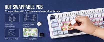 EPOMAKER x AULA F65 65% Layout Hot-Swap Gasket-mounted Wired/Bluetooth/2.4G Wireless Mechanical Keyboard for Mac/Win