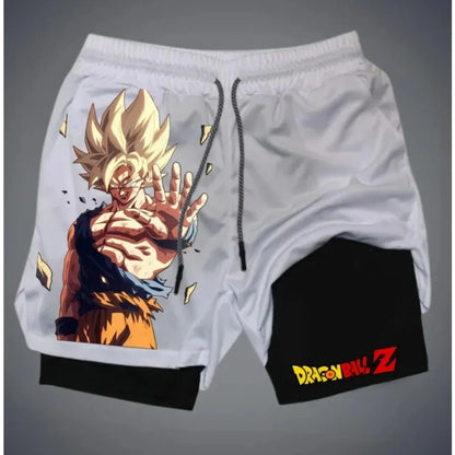 Аниме „Dragon Ball“ – летни шорти 2-in-1 Сайян 4 ретро стил Y2K за плаж, бързосъхнещи, дишащи, подходящи за бавно бягане, модни шорти