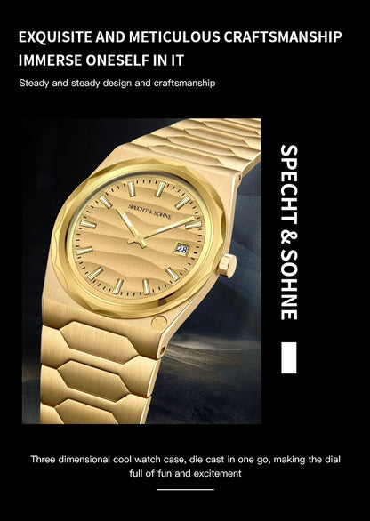 2025 New Arrivals Specht & Söhne 222 Gold Watches For Men Super Slim Steel Sapphire Classic Quartz Watch Relogio Masculino 37MM