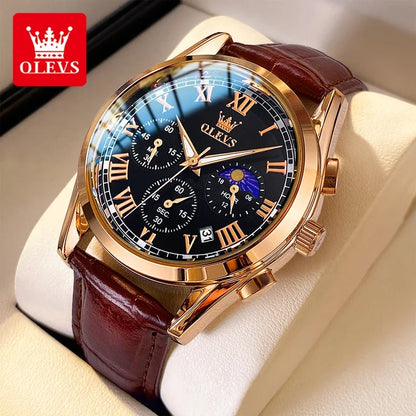 Montre multifonctionnelle pour homme OLEVS 2871, en acier inoxydable, lumineuse et étanche, de luxe, idéale pour les affaires.