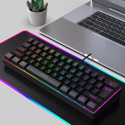 Russian Keyboard English RGB Lighting 61 Keys 60% Layout Gaming Keyboard ISO USB Wired Full Key No Impact K401 For Game Office