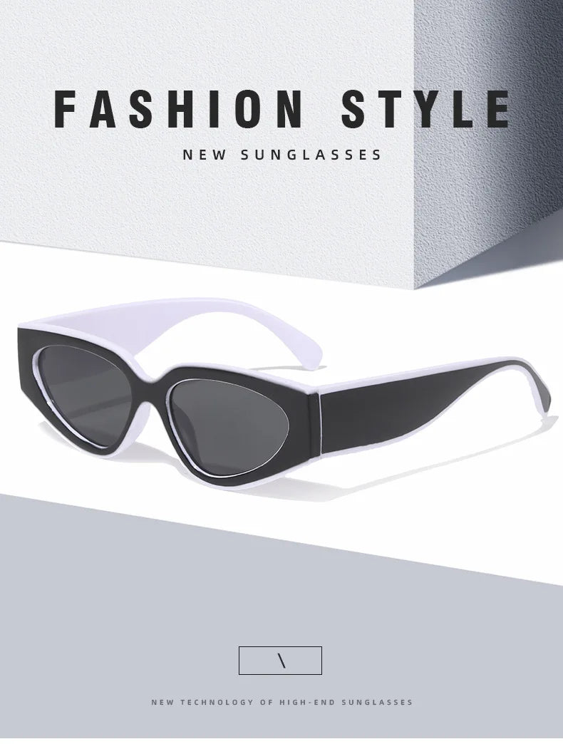 unique black white patchwork cat eye sunglasses for women new fashion small round gradient sun glasses ladies sexy Y2K shades