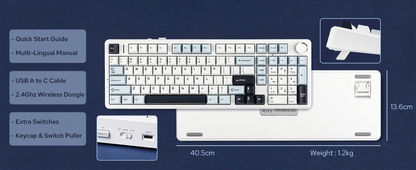 AULA F99 PRO 96% Layout Hot-Swappable Gasket-Mounted Wired/Bluetooth/2.4GHz Wireless Mechanical Keyboard for Mac/Win